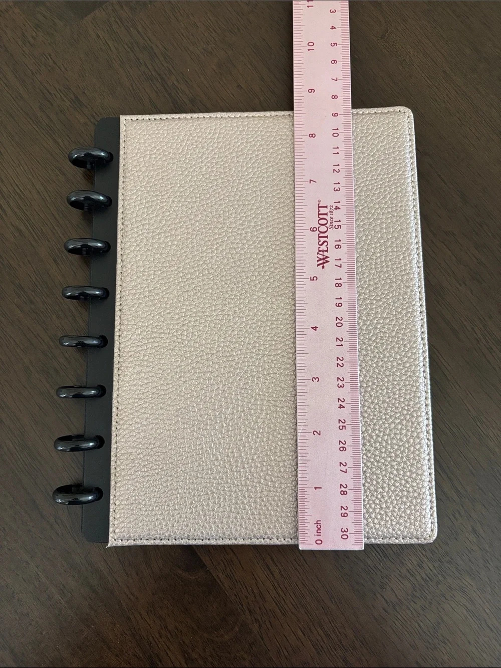 TUL Half Letter / Junior Size Disc Planner Cover Pebbled Light Rose Gold Leather